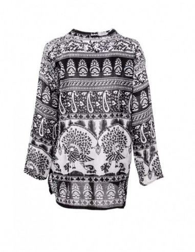 Blouse tons noir et blanc indienne pour femme