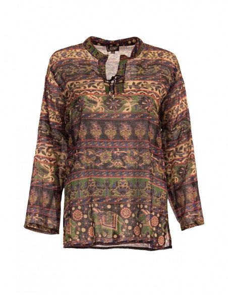 Blouse tons verts indienne pour femme