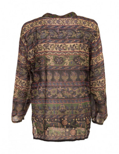 Blouse transparente tons verts indienne pour femme