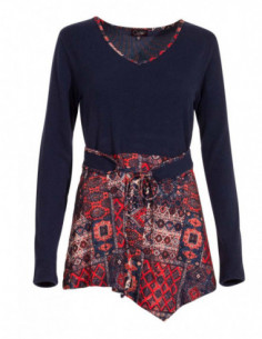 tunique asymétrique bleue manches longues avec ceinture  2