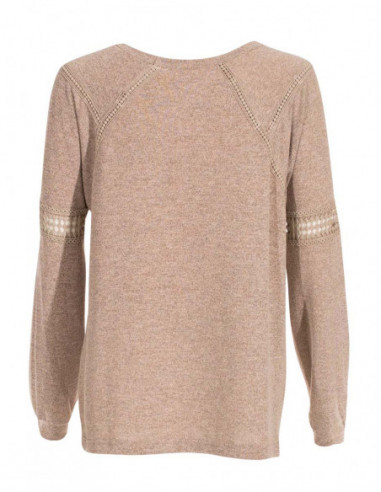 pull beige léger chic et original avec dentelle florale