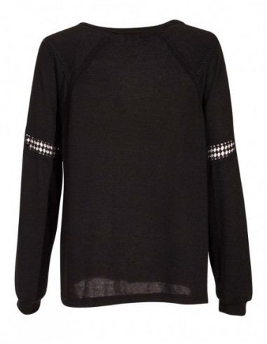 pull noir léger chic et original avec dentelle florale