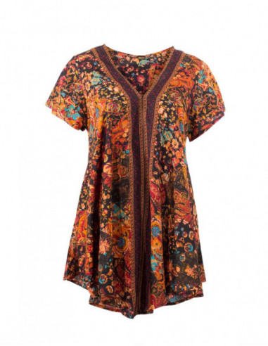 Blouse longue tons orangés