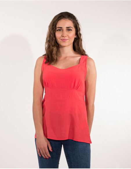 Débardeur corail à bretelles larges pour femme