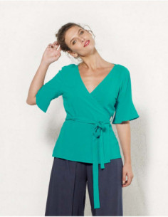 Feminine and flared wrap top