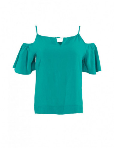 joli haut en turquoise effet off shoulder et débardeur noué dans le dos