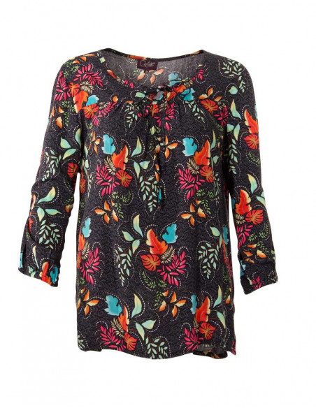 Loose blouse with flower print