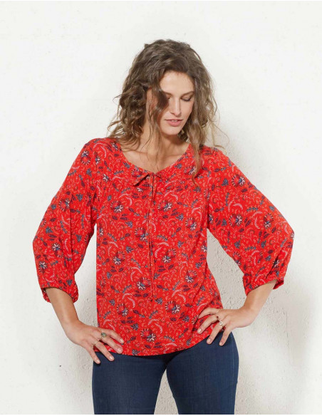 Blouse femme manches 3/4 bouffante