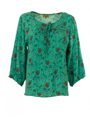 Blouse vert menthe pour femme à manches 3/4