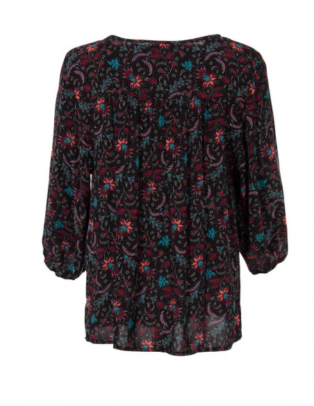 Blouse noire pour femme à manches 3/4