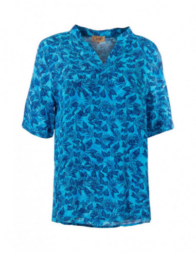 Chemise hawaïenne pour femme couleur bleue