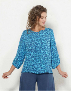 Tropical print summer blouse