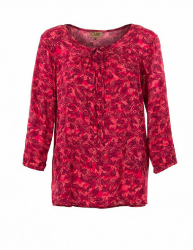 Blouse femme imprimé tropical fucshia