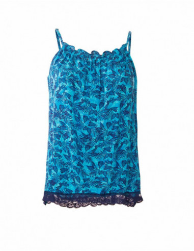 Débardeur bleu en dentelle