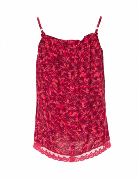 Lingerie top with tropical print & lace