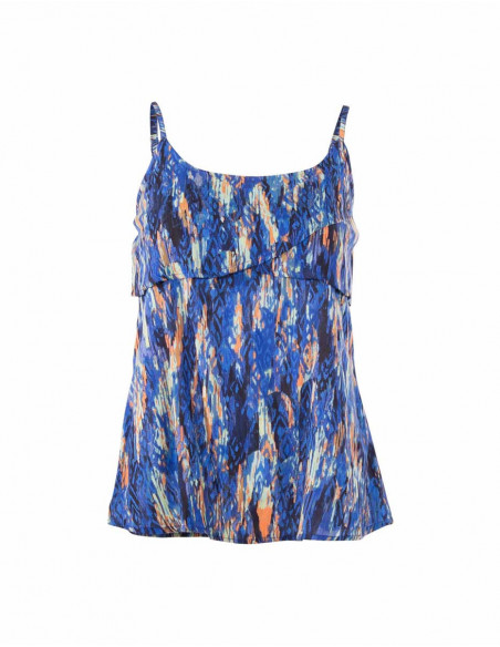 Blue ethnic graphic top