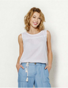 Top femme blanc brodé