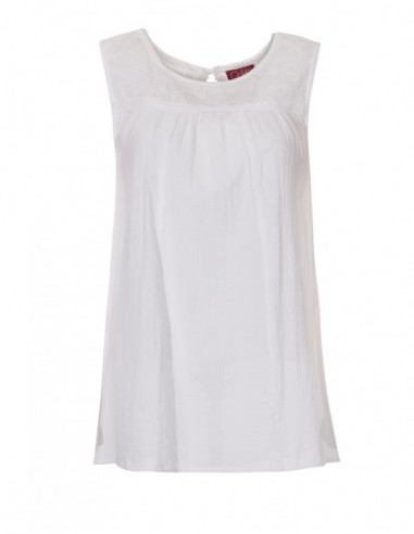 Top femme blanc brodé sans manches