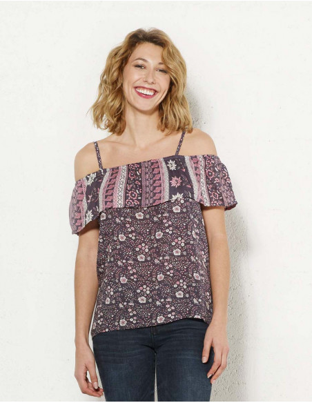 Blouse femme viscose épaules nues