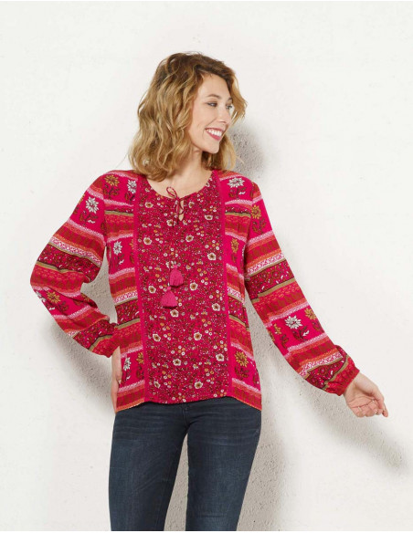 Blouse femme manches longues bohème 