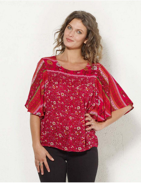 Blouse femme imprimée manches 3/4
