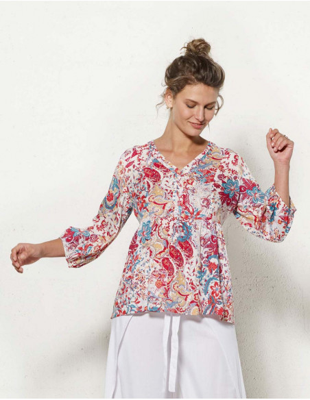 Blouse femme fleurie style bohème