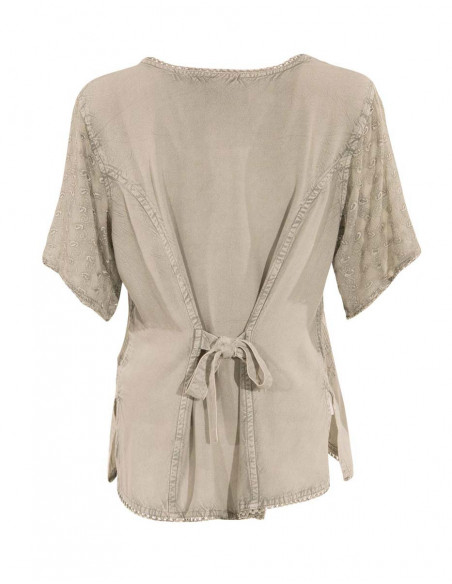 Blouse manches courtes et perles
