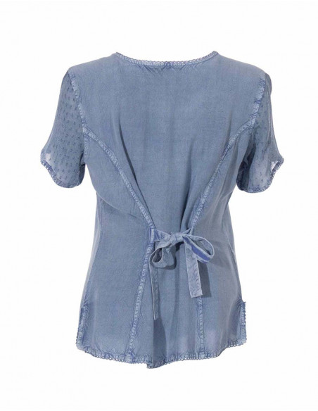 Short-sleeved blouse stone wash