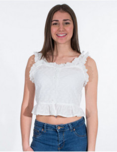 Chemisier femme débardeur à froufrous 2