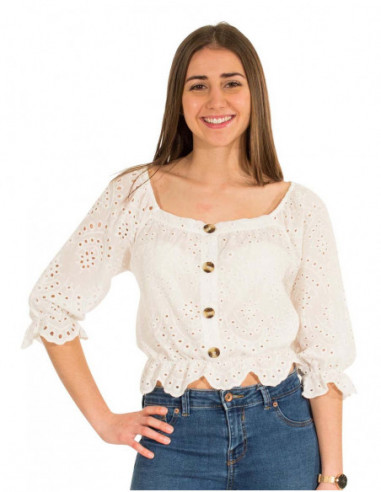 White blouse with puffed sleeves
