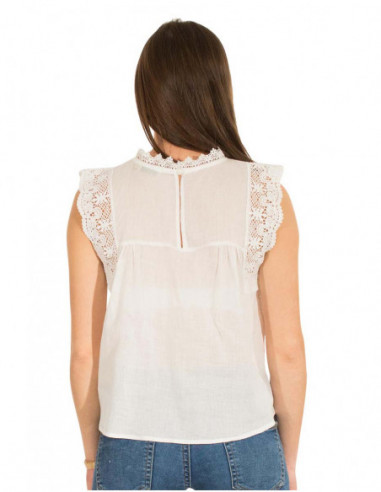 Débardeur femmer blanc et broderie anglaise