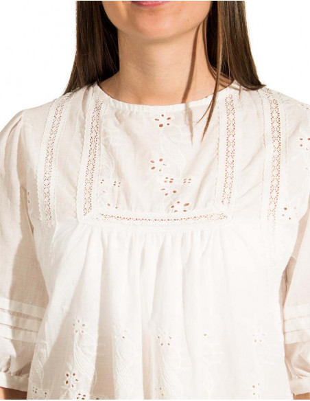 Blouse femme blanche manches bouffantes