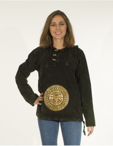 Blouse coton imprimé Népal doré