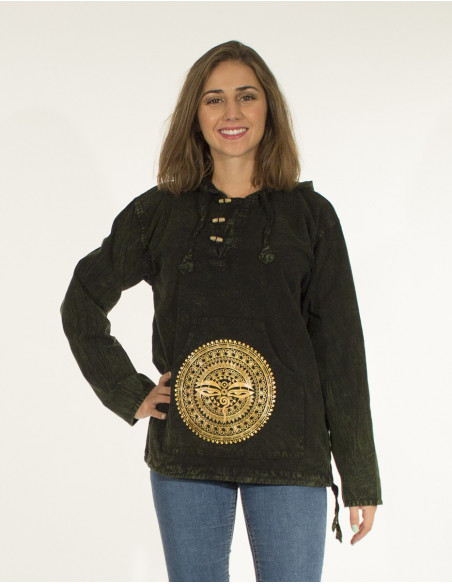 Blouse coton imprimé Népal doré