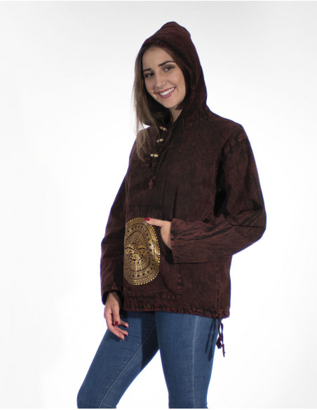 Blouse imprimé Népal doré manches longues