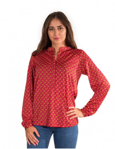 Blouse femme manches longues bordeaux