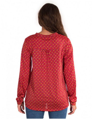 Blouse femme chic manches longues bordeaux