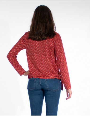 Blouse femme manches longues imprimé graphique