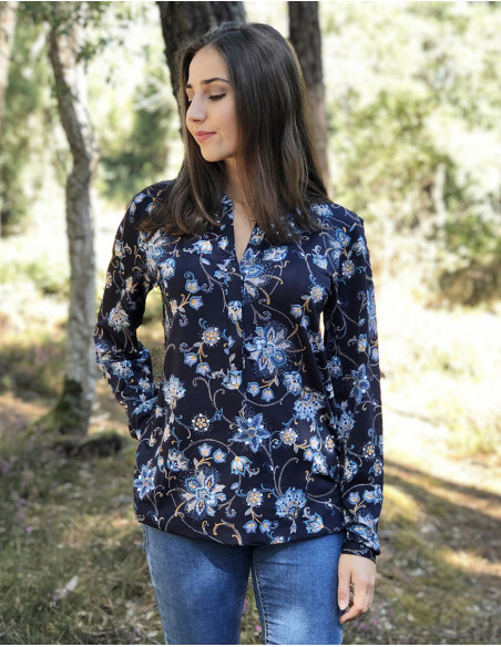 Blouse florale femme manches longues