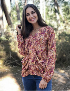 Pink Blouse With Indian Print