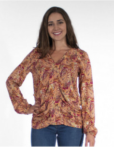 Blouse rose imprimé Indien 2