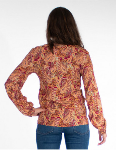 Blouse femme rose imprimé Indien