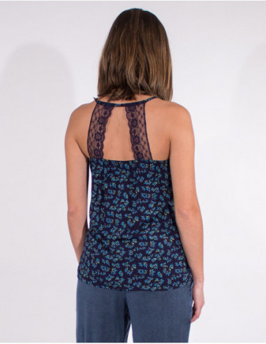 Débardeur d'été brodé marine pour femme