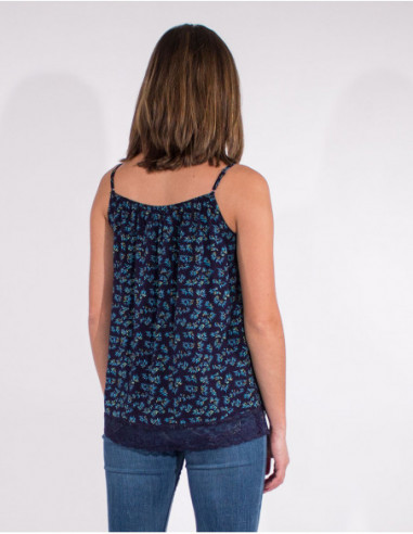 Joli débardeur marine pour femme avec dentelles