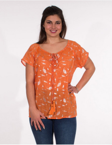 Short-sleeved cotton blouse