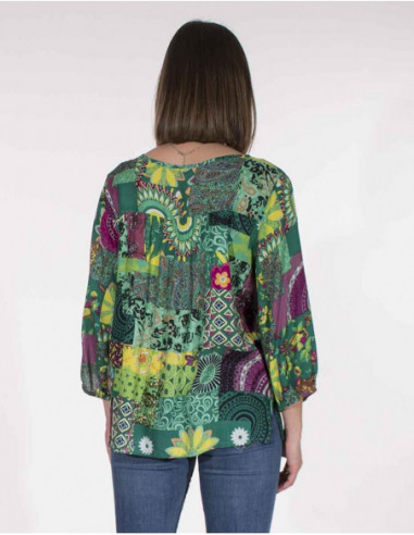 Chemisier blouse verte fluide et légère idéale pour les femmes rondes