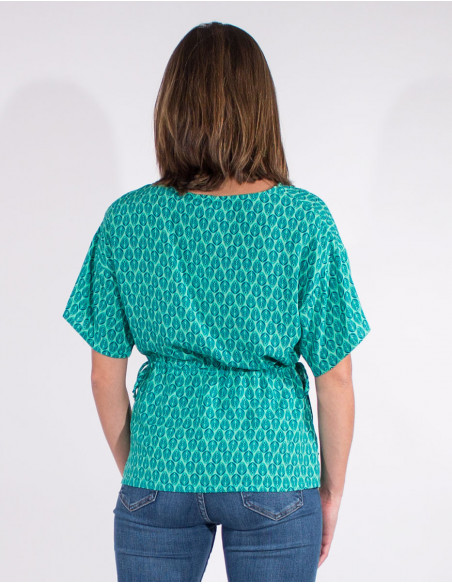 Printed blouse with short sleeves