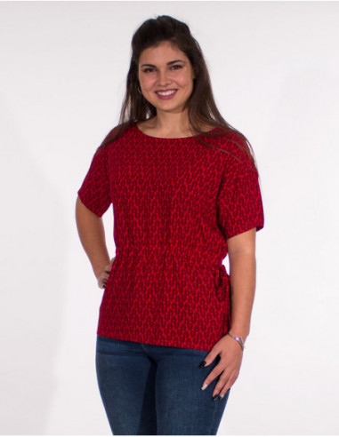 Blouse turquoise raz de cou pour femme