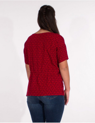 Printed blouse with short sleeves