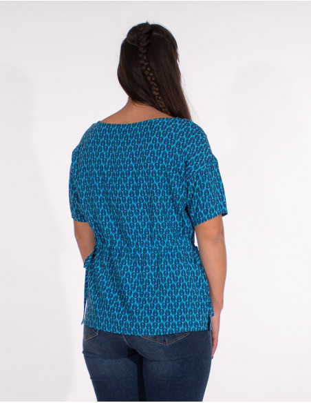 Chemisier bleu pour femme ronde